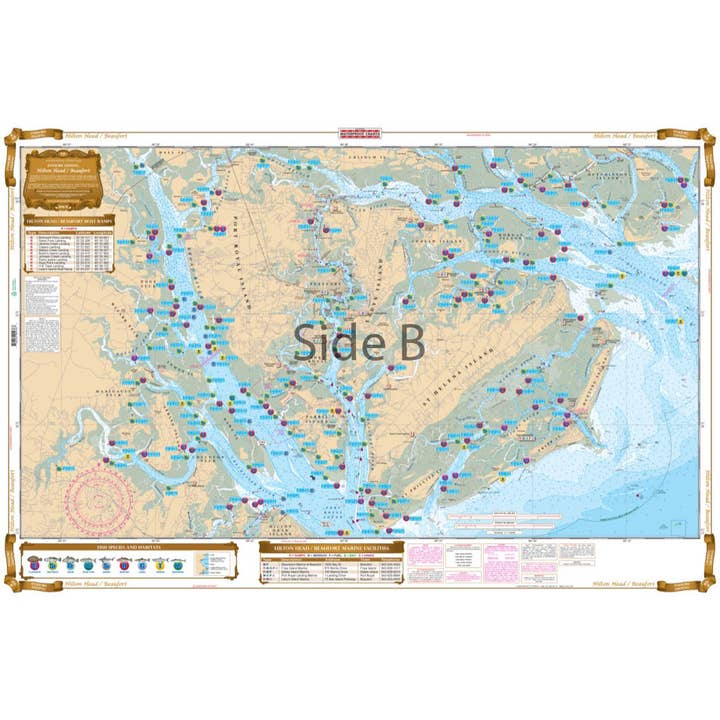Hilton Head and Beaufort Inshore Fishing Chart 93F for wholesale by Waterproof Charts