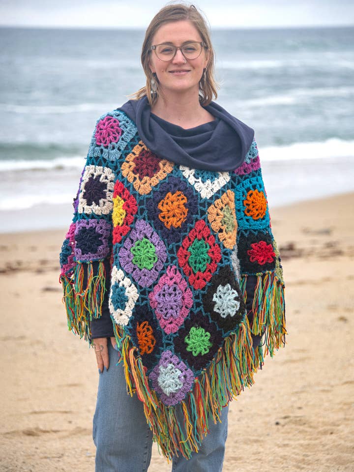 Zig Zag Asian Collection - Wholesale Poncho - Women's - Granny Square Poncho5