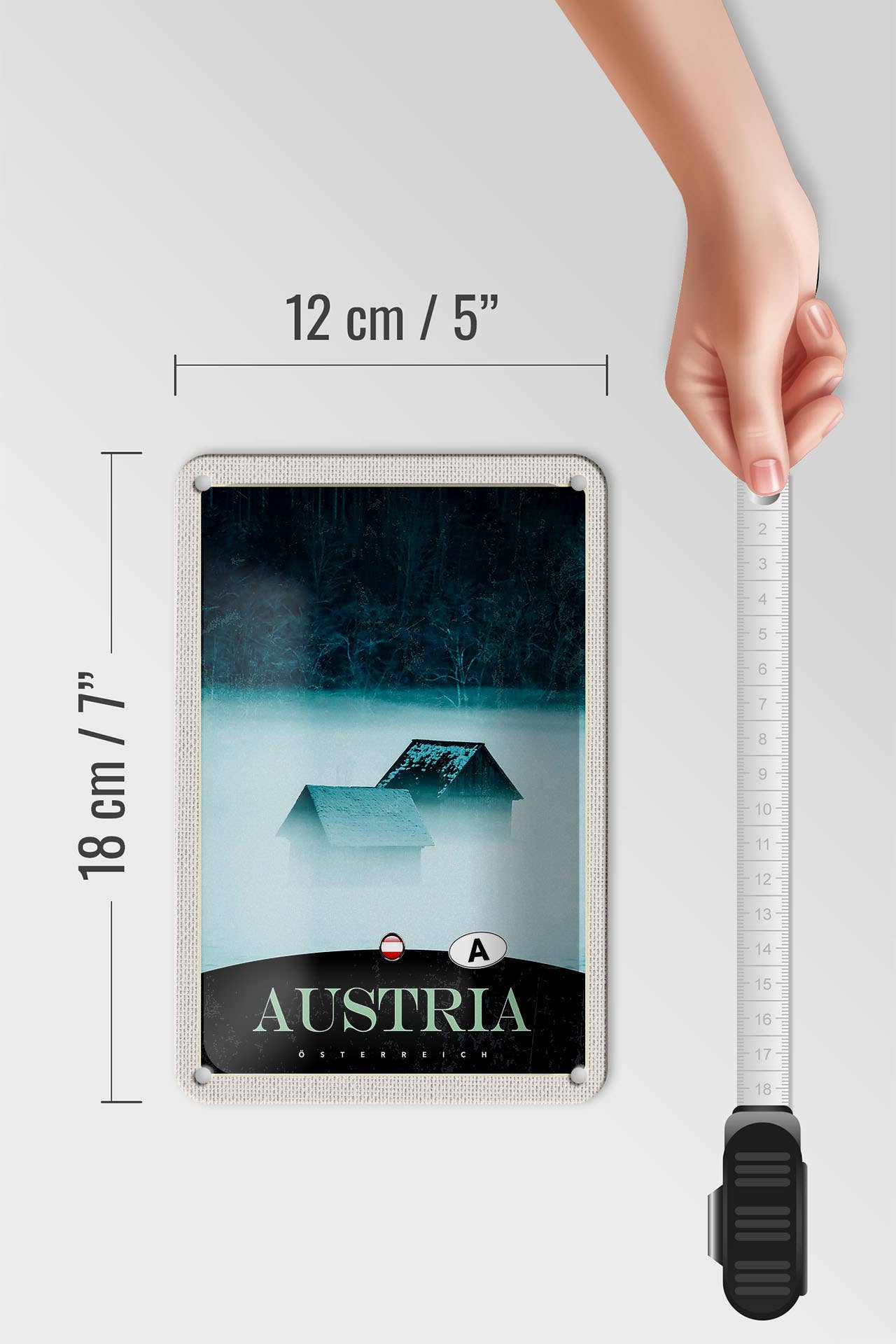 Femer - Wholesale Sign - Tin sign 12x18cm Austria Forest Houses Mountains3