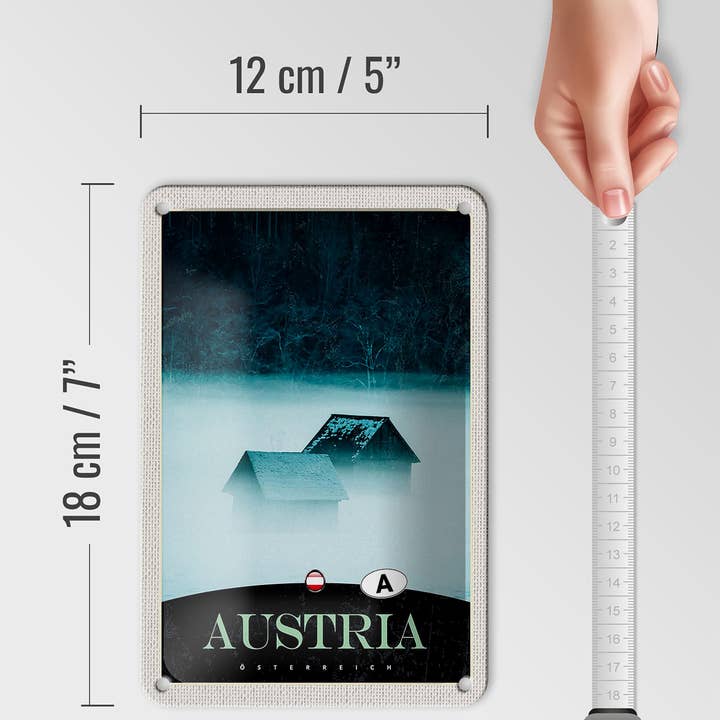 Femer - Wholesale Sign - Tin sign 12x18cm Austria Forest Houses Mountains3