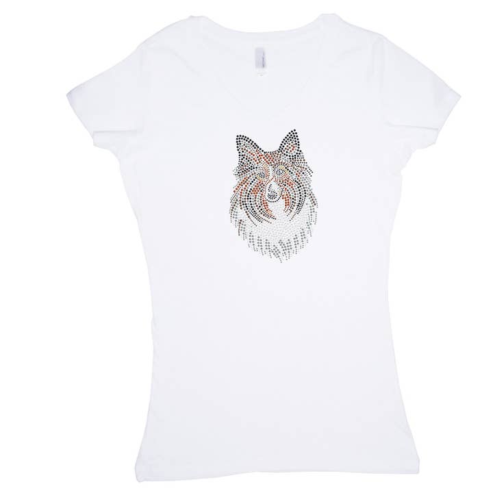 Sheltie Face - T-shirt för damer för wholesale av Dog in the Closet