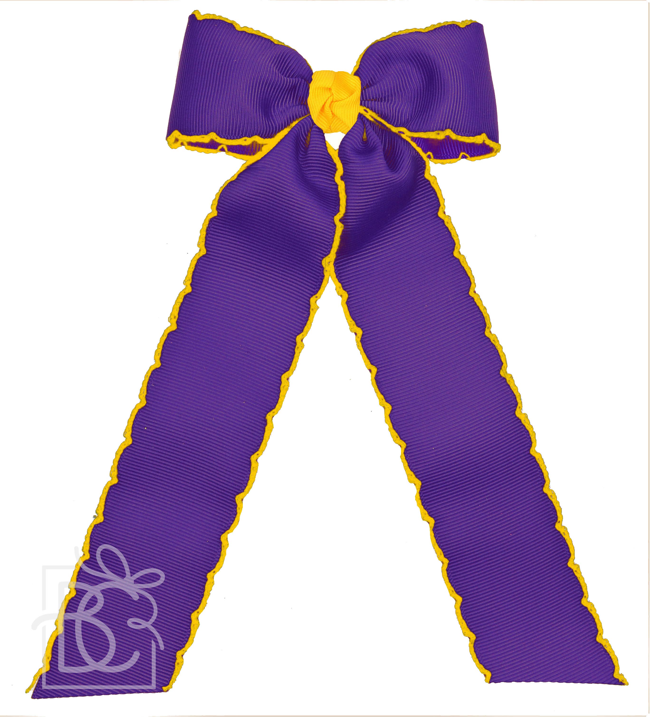 Beyond Creations, LLC - Wholesale Hair Bow - Kids - Moonstitch Two Tone Flat Bow Streamer (Purple & Yellow Gold)2