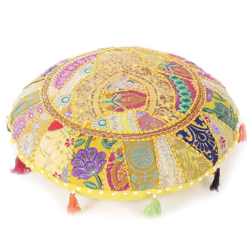 GYPSY STUDIO - Wholesale Floor Pillow - Floor Pillow Round Floor Cushion Black Meditation Cushion2