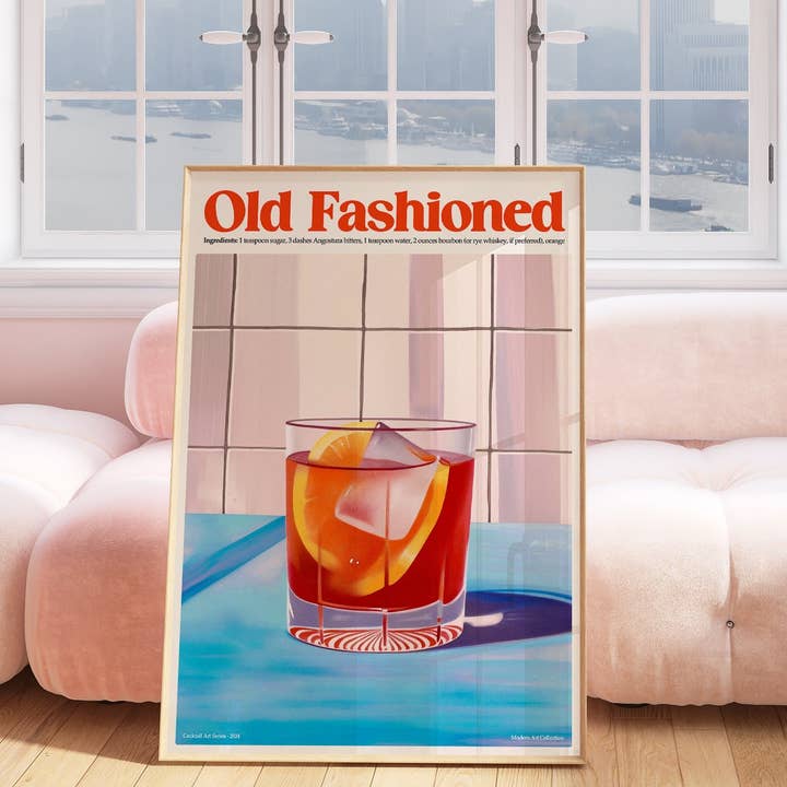 Moonshine Prints - Wholesale Art Print - Old Fashioned Cocktail Print1