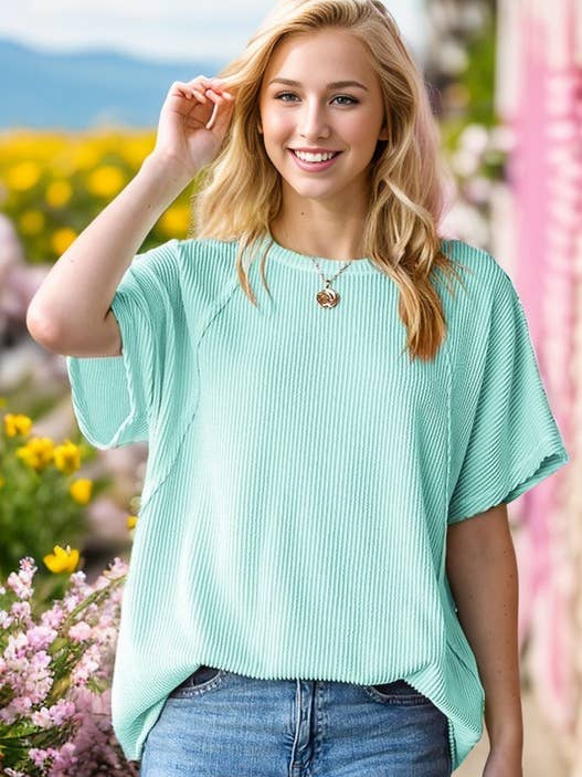 HEIMISH - Vendita all'ingrosso Tunica - Donna - TOP URBANO A COSTINE IN TINTA UNITA ET7518-105