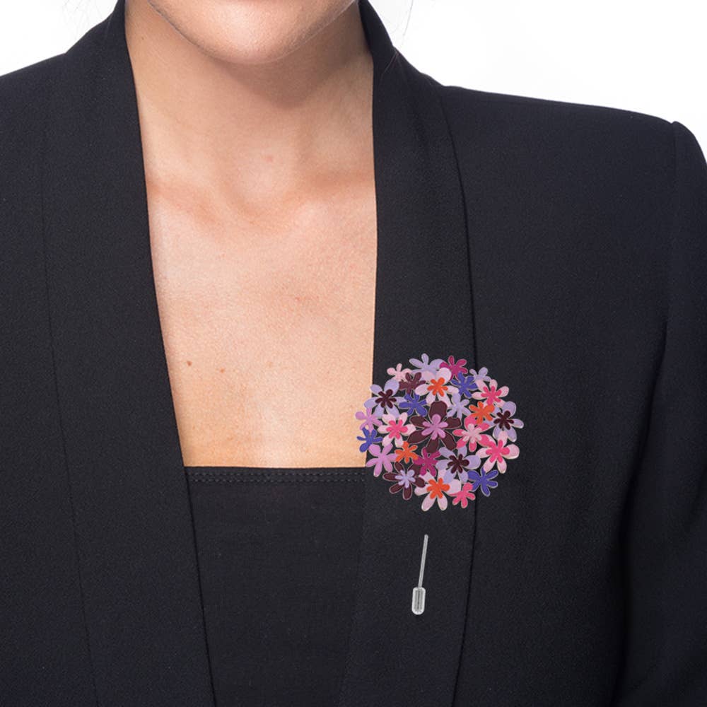 RAS - Wholesale Brooch - Purple Bouquet Silver Plated Brooch1