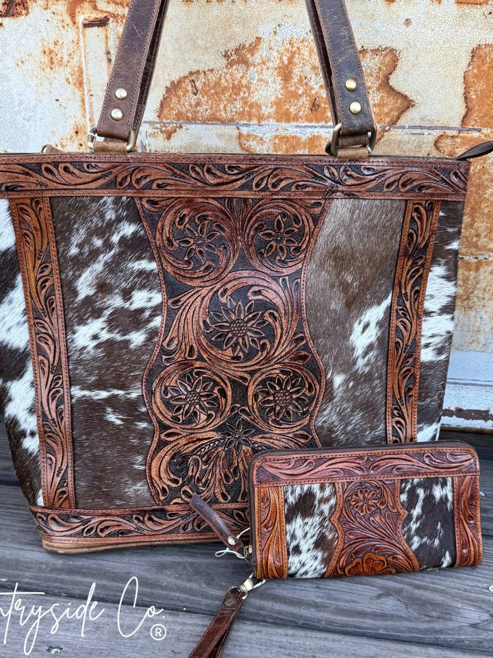 Patchwork Cowhide Fringe Crossbody for wholesale by Ganges Grain Inc