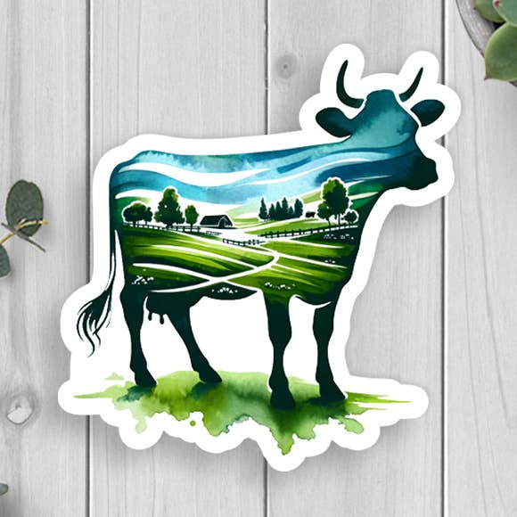 Cow Vinyl Sticker for wholesale by Expression Design Co