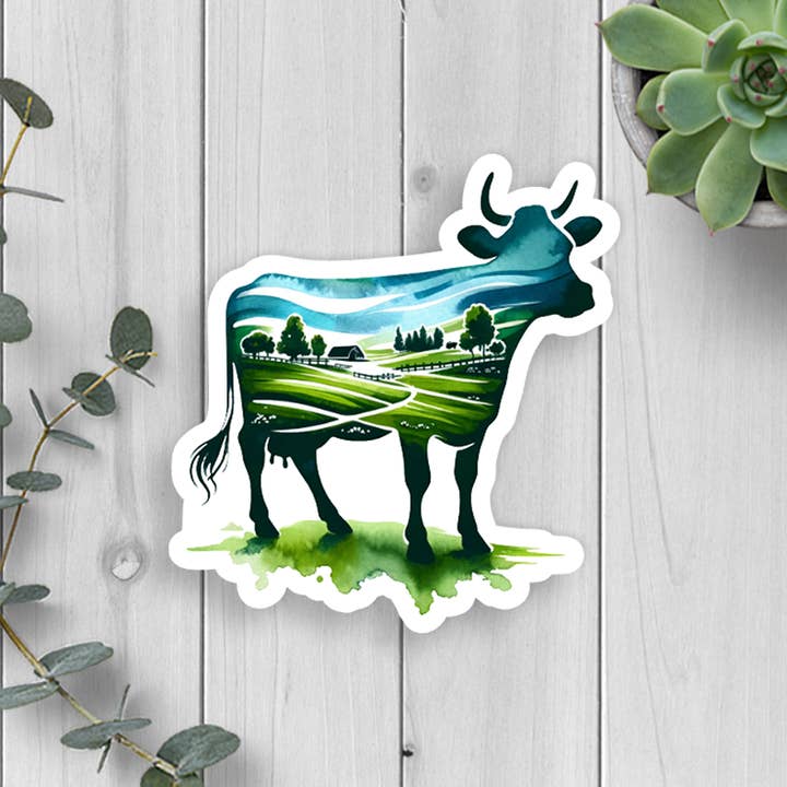 Cow Vinyl Sticker for wholesale by Expression Design Co