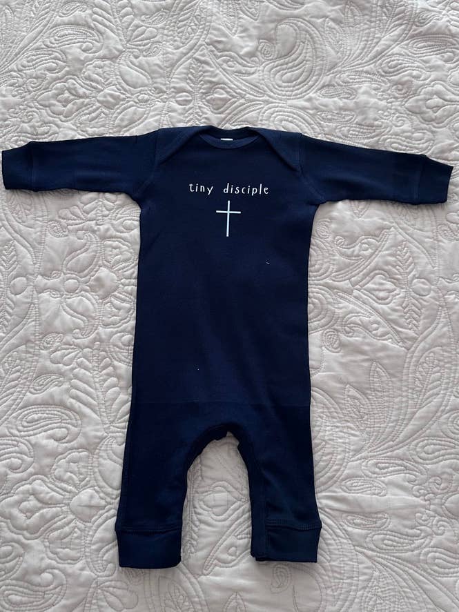 Tiny Disciple Onesie Navy for wholesale by Set Apart Apparel