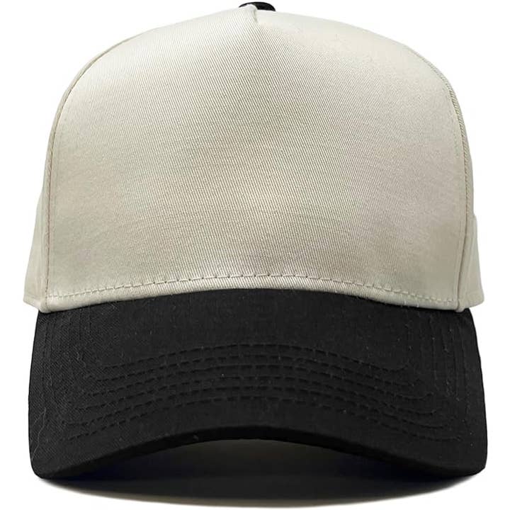Funky Junque - Wholesale Trucker Hat - Unisex - Two Tone Vintage Snapback Hat - Black/Beige