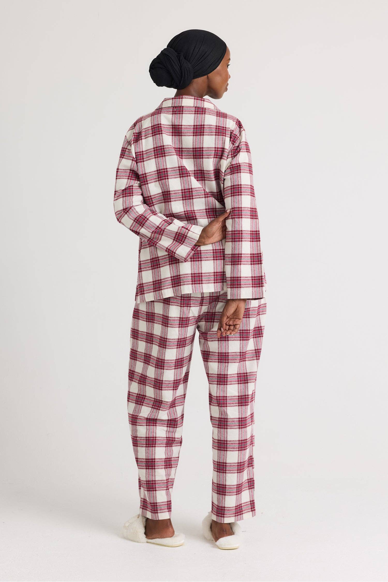 Plaid Long Pyjama Set in Stone for wholesale on Faire1