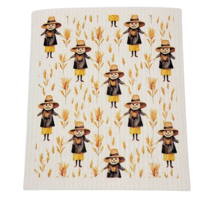 Fall Scarecrow Swedish Dish Cloths - Swedish Dishcloth for wholesale by Driftless Studios