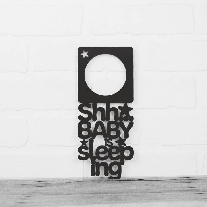 Spunky Fluff - Wholesale Wall Decor - Kids & Baby - Shhh... The Baby Is Sleeping Wood Nursery Door Hanger Sign8