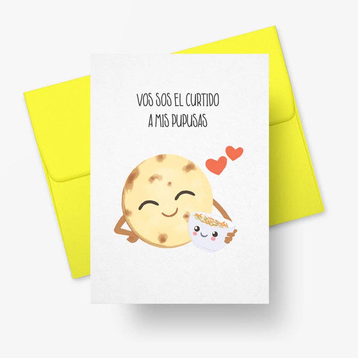 Paper Tacos® - Vendita all'ingrosso Biglietti d'amore - Divertente Pupusa salvadoregna e gioco di parole spagnolo Curtido