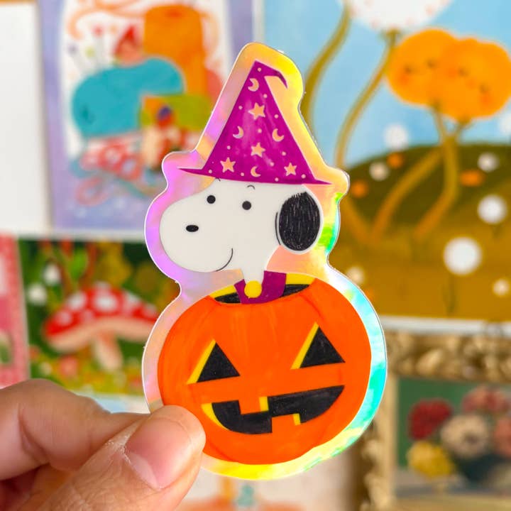 Uhyggelig Snoopy Holografisk Klistermærke for engroshandel hos Veronica Porlier Illustrations