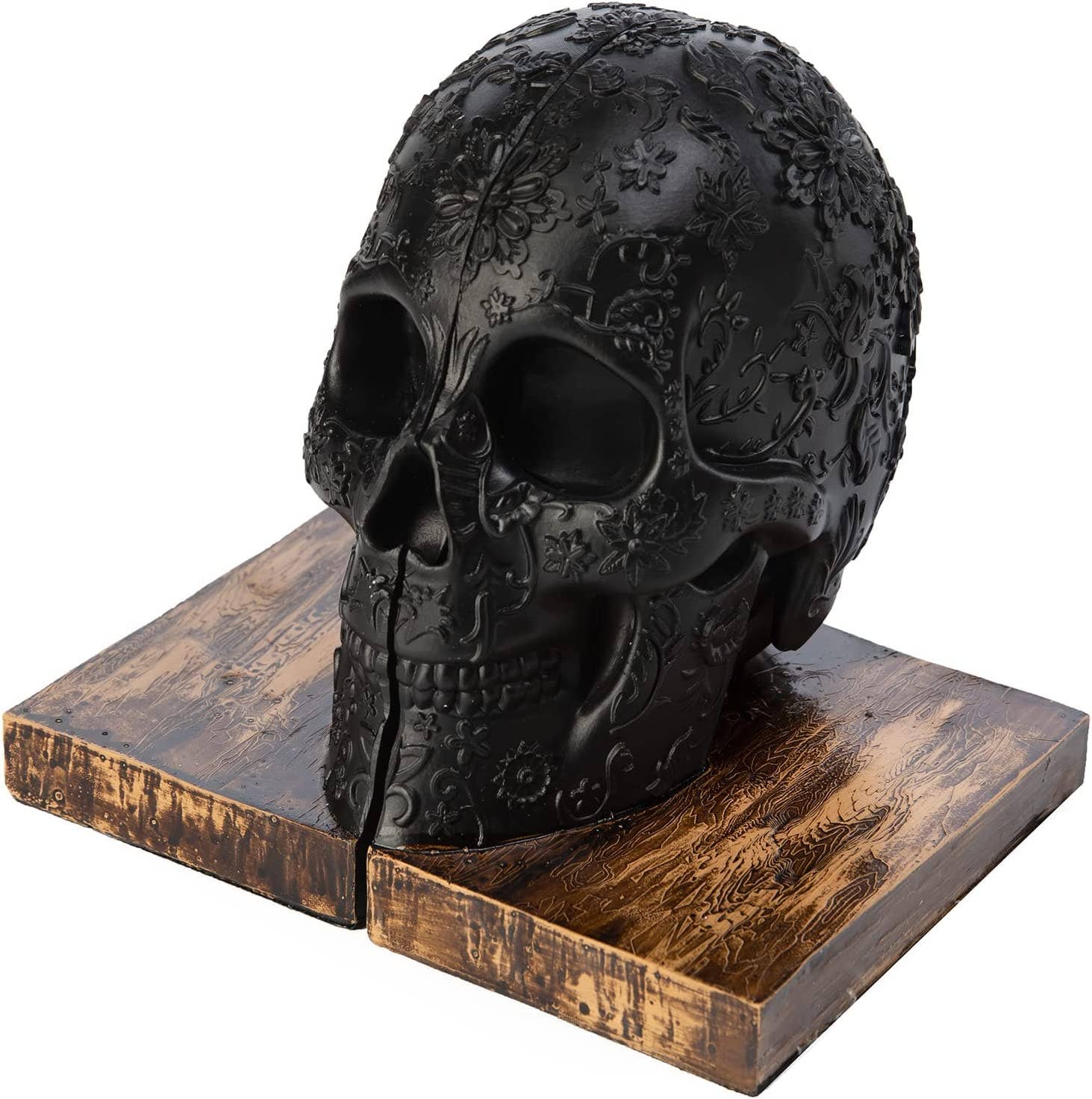 The Wine Savant /  Khen Glassware - Wholesale Bookend - Skull Book Ends Gothic, Lifesize Human, Halloween Fall Decor2