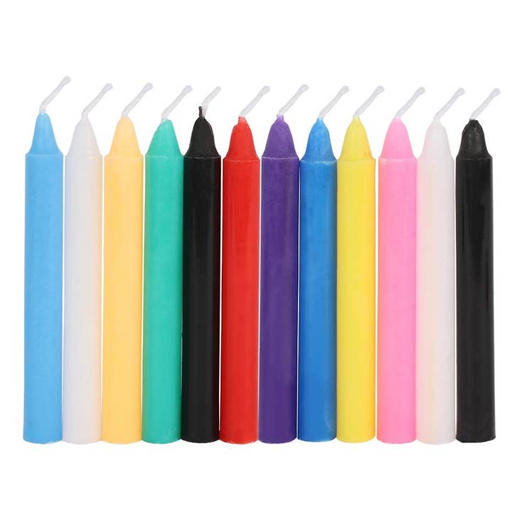 Something Different Wholesale - Wholesale Tapered Candle/Candlestick - Set of 12 Mixed Magic Spell Candles