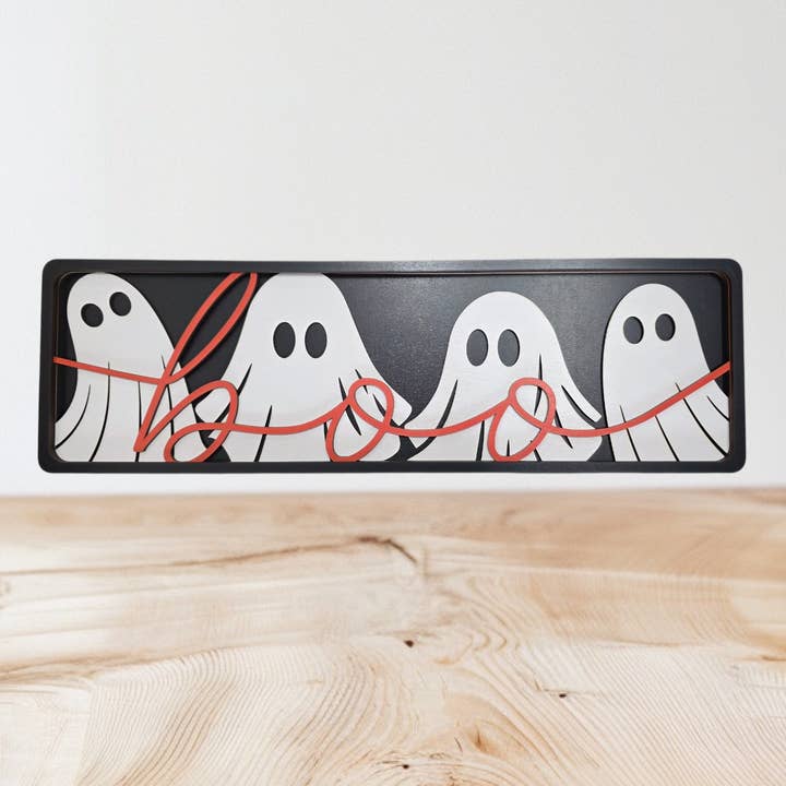 "Boo" Halloween Multilayer Wood Shelf Sitter Halloween Decor for wholesale by Gulf Coast Custom