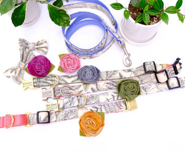 Mimi Green - Wholesale Pet Collar - Dog - Velvet Rose Dog Collar Flower Accessory – 32 Colors!9