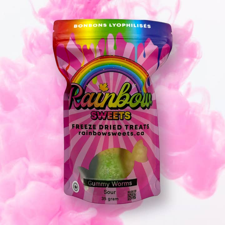 Vers de gomme aigres lyophilisés pour la vente par Rainbow Sweets