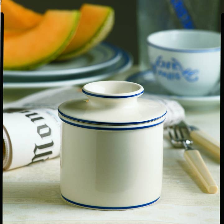 The Original Butter Bell® Crock - Wholesale Butter Dish - The Original Butter Bell® Crock - Le Bistro Blue Trim4