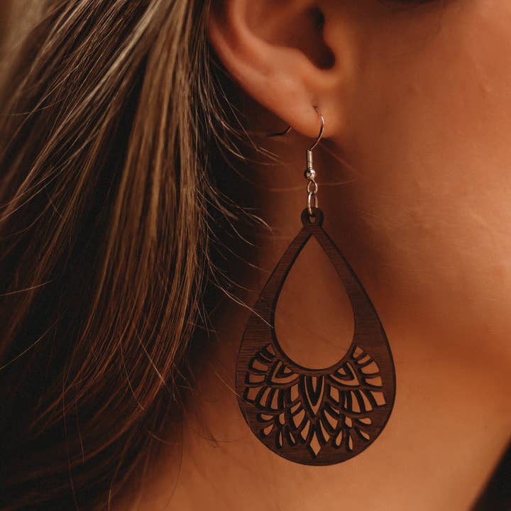 Arctic Design Co. - Wholesale Dangle Earrings - Mandala Wood Earrings