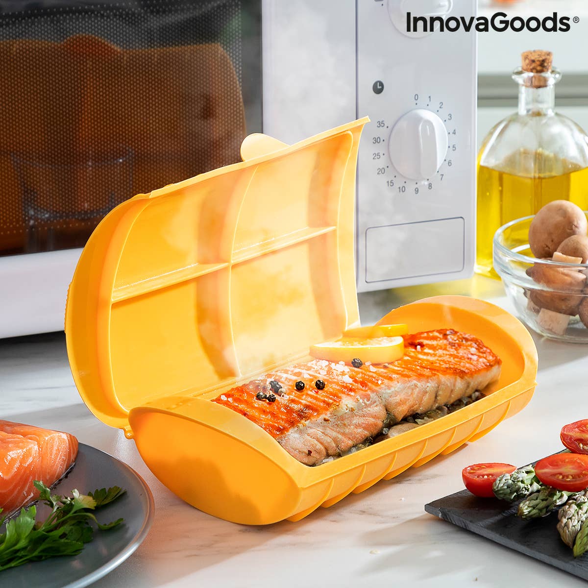 InnovaGoods – Ferramenta/gadget de cozinha por atacado – Estojo de Silicone para Cozinhar a Vapor com Receitas Cooksty0