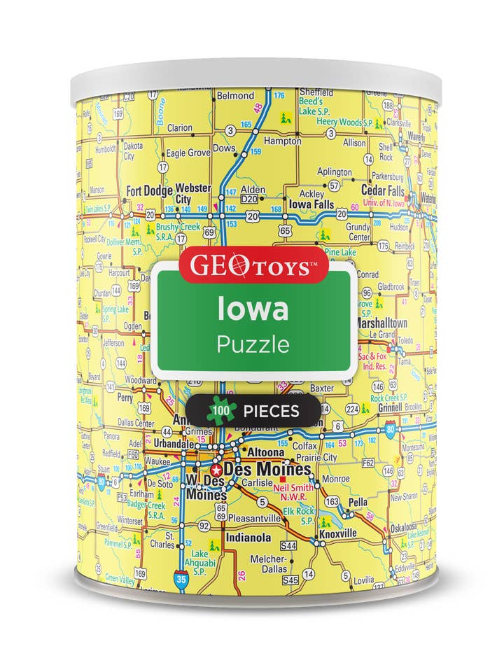 Mini puzzle de 100 piĂšces Geotoys - Iowa pour la vente par Geotoys