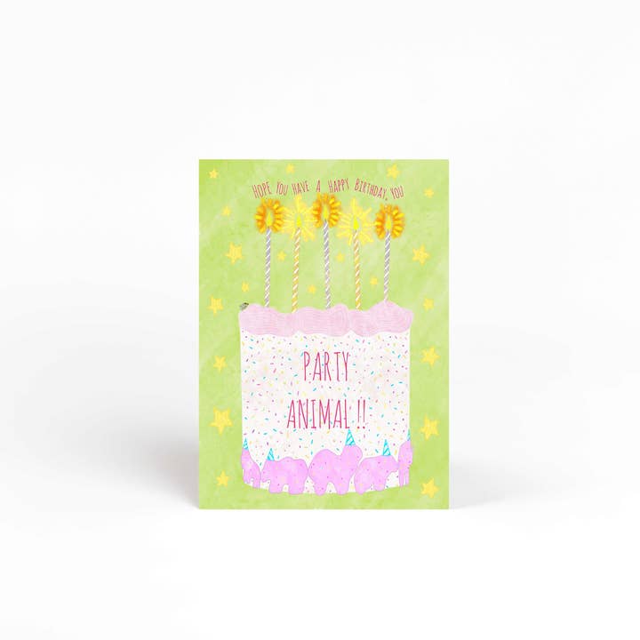 Party Animal Fødselsdag kort for engroshandel hos Ruthie Romero Illustration