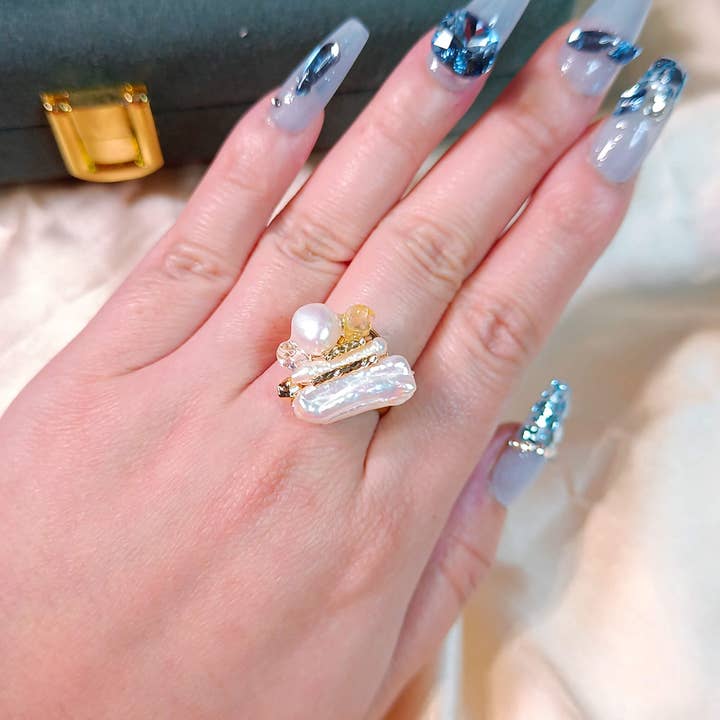 Lueur D'Or - Bague De Créateur Éclat Citrine pour la vente par Pompon La Tulipe