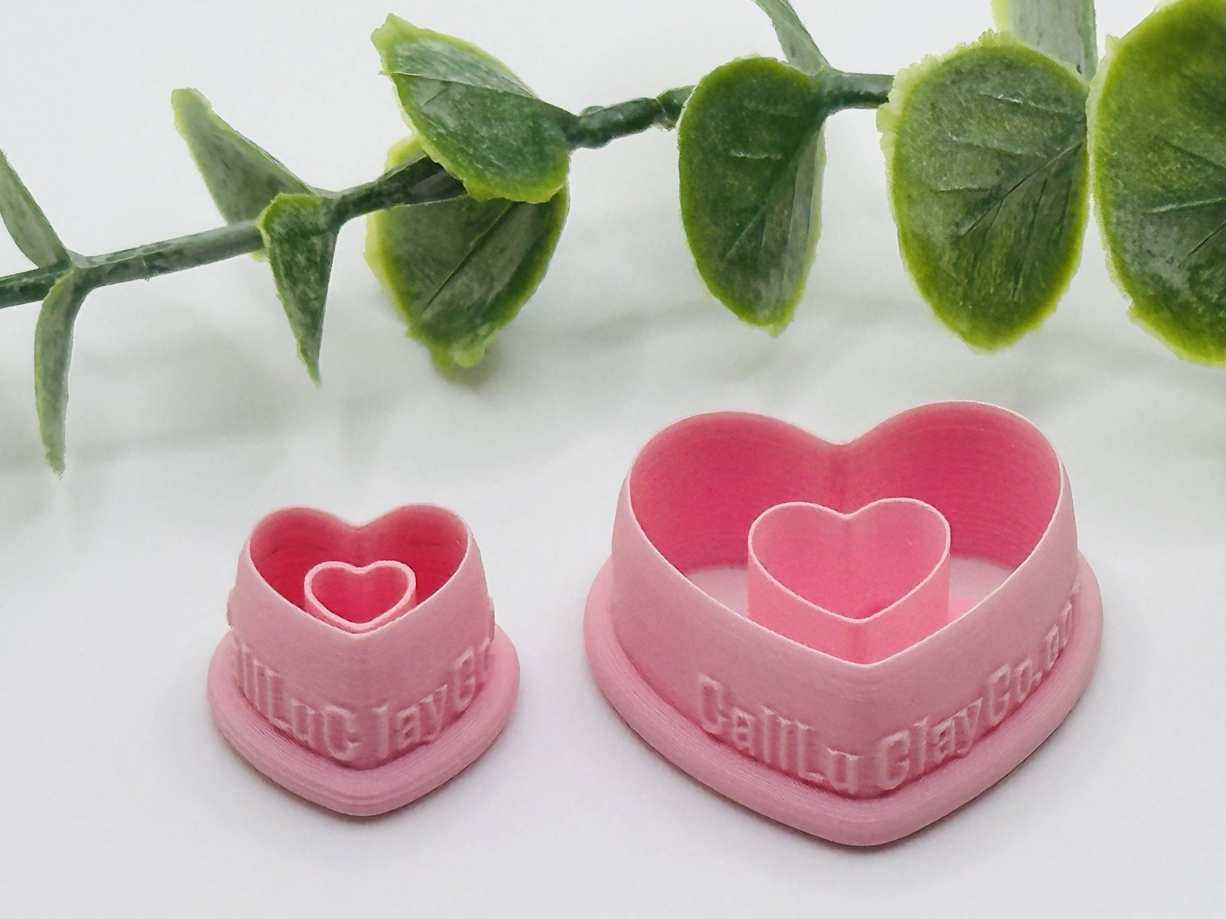 CaliLu Clay Co. - Wholesale Cookie Cutter - Double Heart Imprint Cookie Cutter / Polymer Clay Cutter1