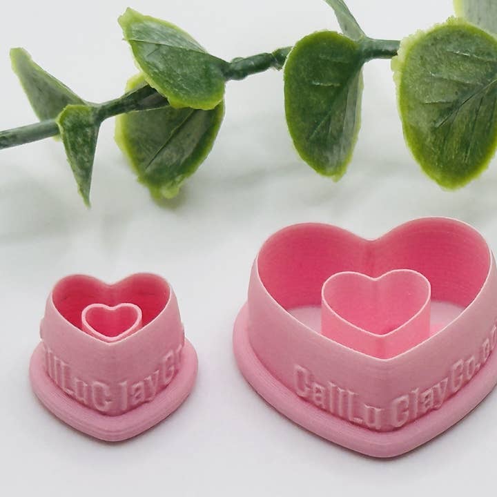 CaliLu Clay Co. - Wholesale Cookie Cutter - Double Heart Imprint Cookie Cutter / Polymer Clay Cutter1