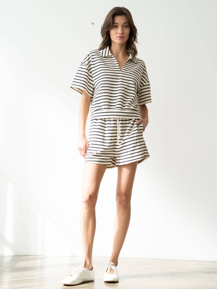 ELASTICIZED STRIPED CASUAL SHORTS for wholesale by ELLE GREY