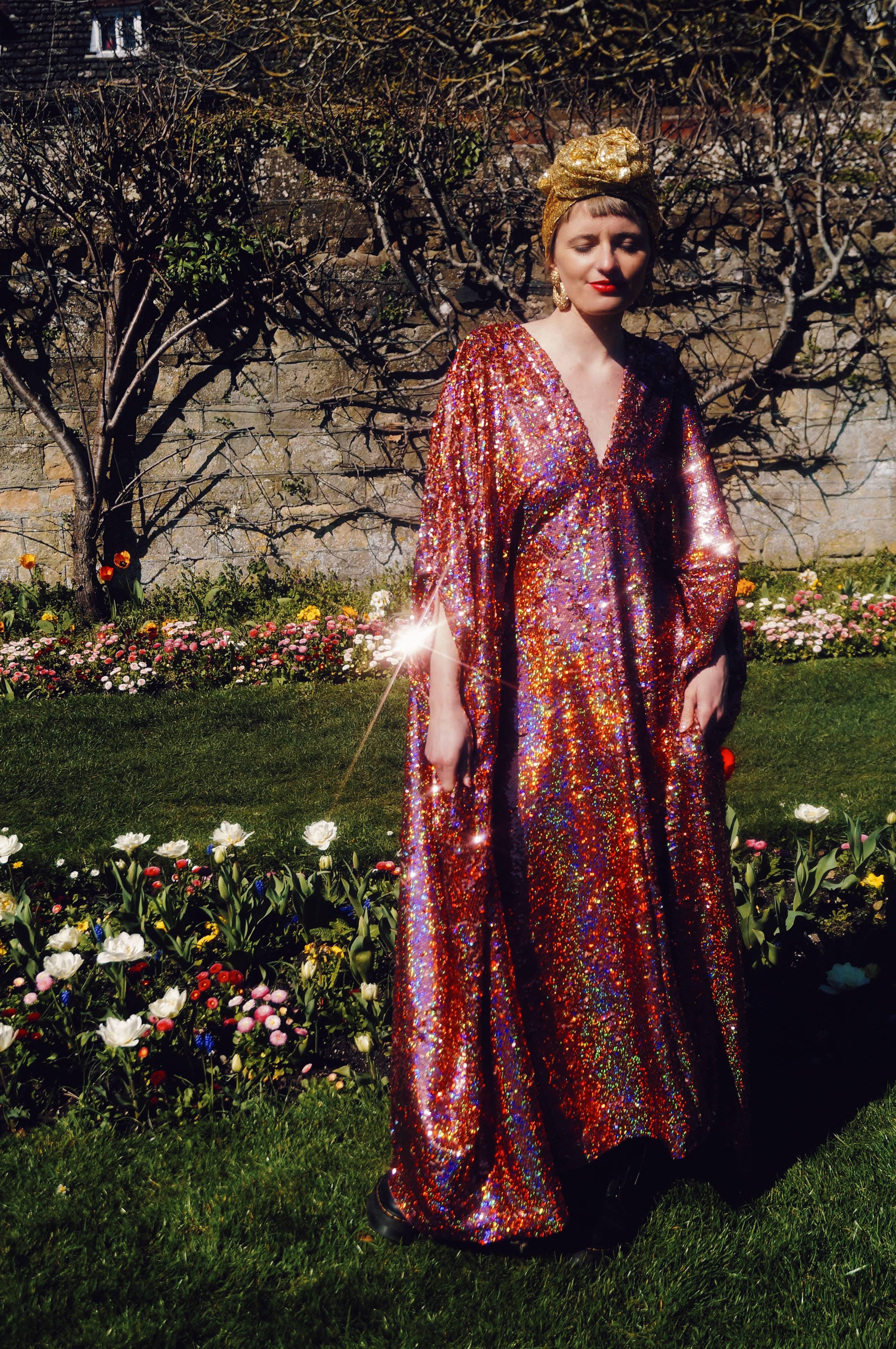 Fumbalinas – wholesale Kaftan – Women's – Rose Gold Holographic Sequin V-neck Kaftan Gown24