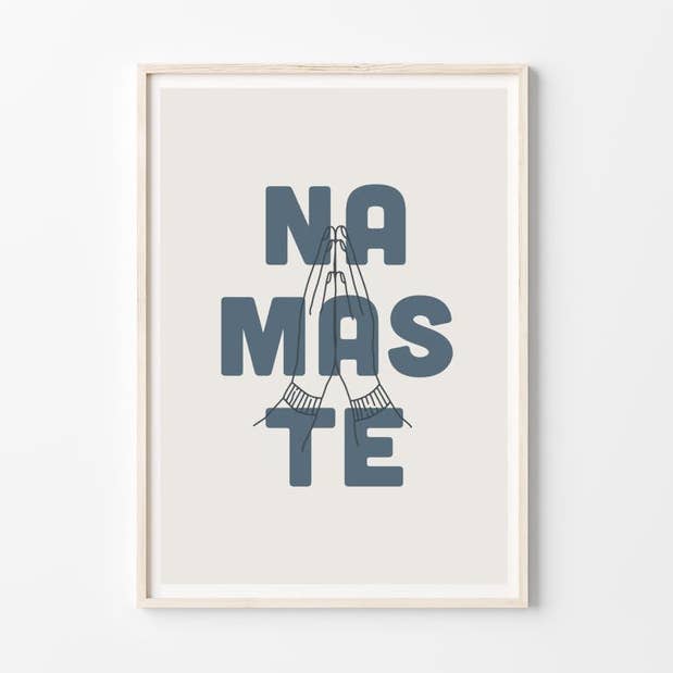 Namaste Eco-Friendly Print - Navy , A4 for wholesale by The Creative Ox