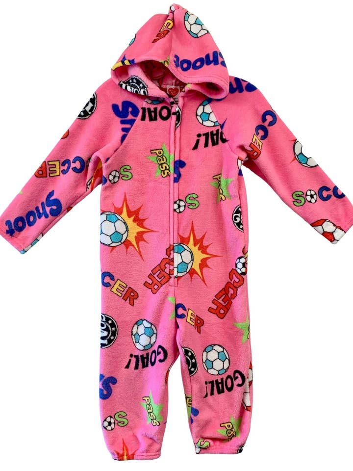 Luddig rosa fotbollsskjutning onesie för wholesale av Made With Love & Kisses