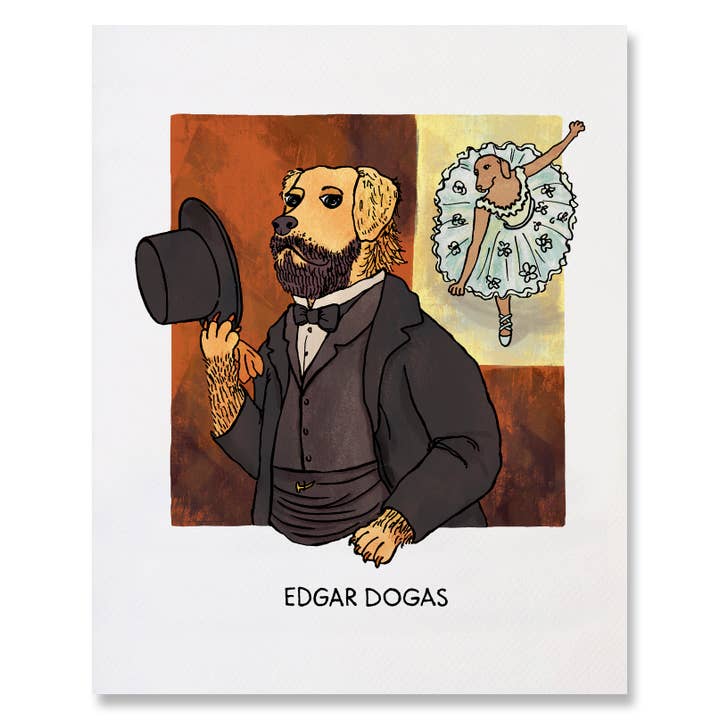 Edgar Dogas - Illustrated Funny Pun Art Print for wholesale by NANU Studio
