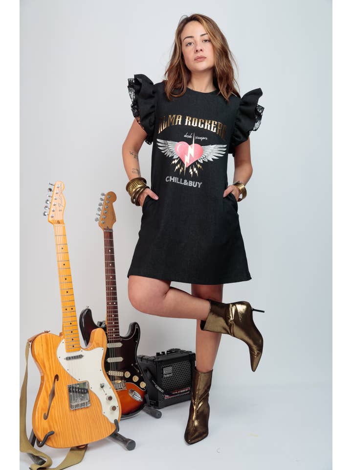 Nero Vestito denim donna Dua Alma Rockera in vendita all'ingrosso su Faire2