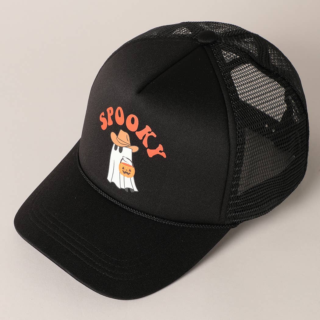 Fashion City - Vente Casquette de camionneur – unisexe - Chapeau de camionneur d'Halloween à imprimé Spooky Ghost5