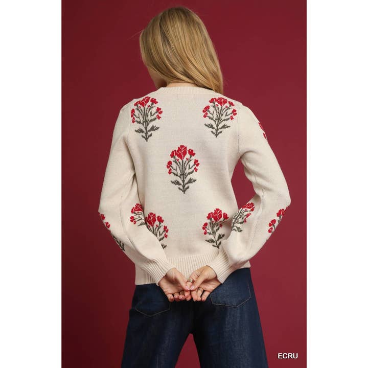 STYLE USA - Wholesale Tunic - Women's - Flower Stem Jacquard Sweater Top3