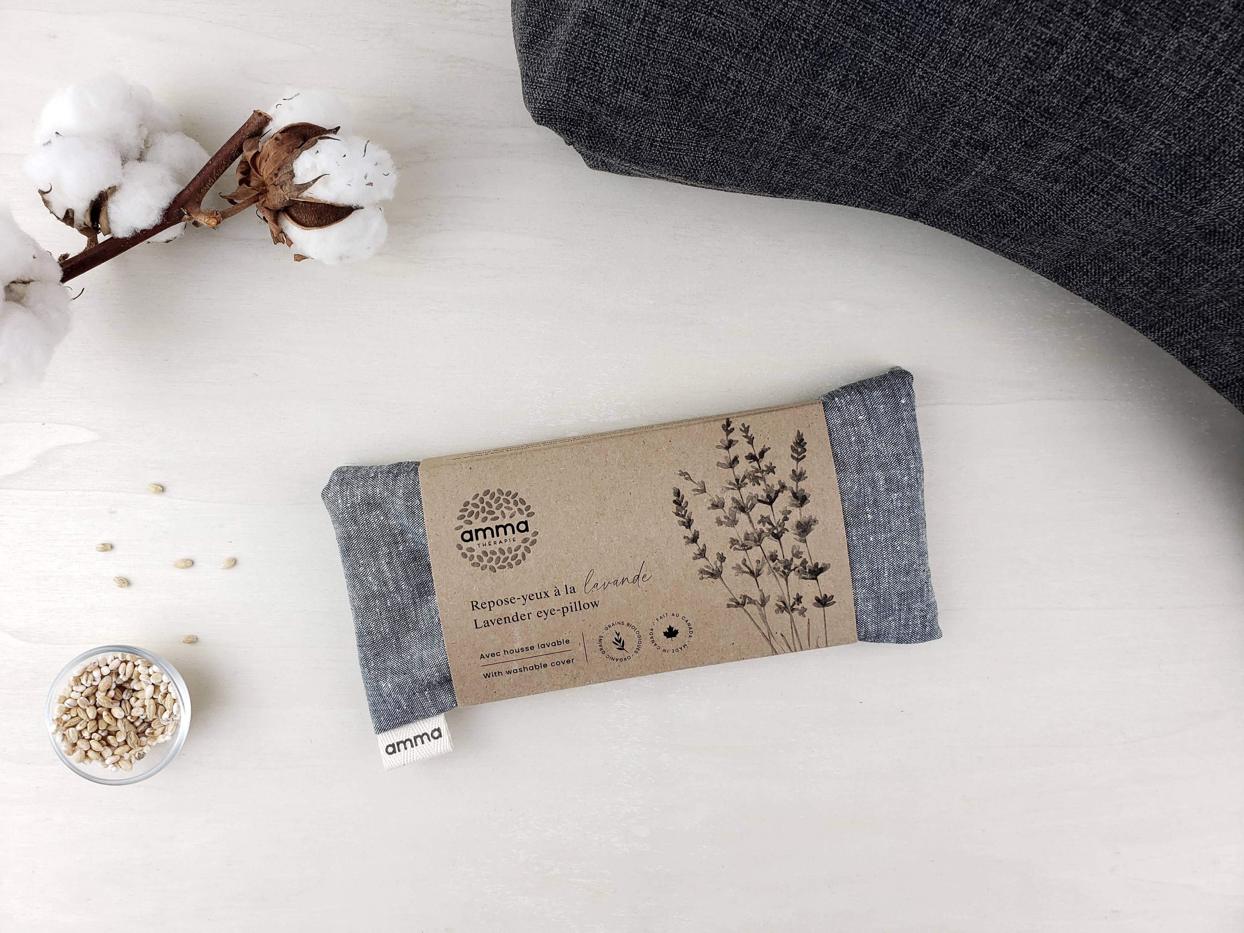 Amma Thérapie - Vente Oreiller de spa/de thérapie - Coussin pour les yeux lavande avec housse lavable (coton biologique)1