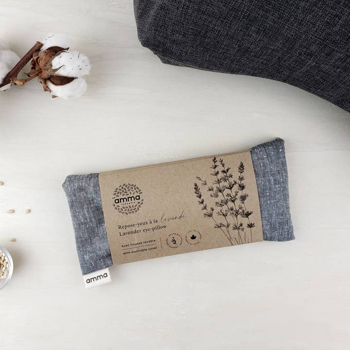 Amma Thérapie - Vente Oreiller de spa/de thérapie - Coussin pour les yeux lavande avec housse lavable (coton biologique)1