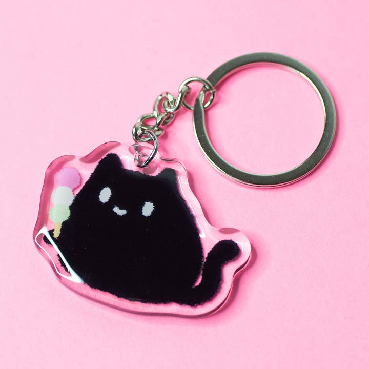 Porte-clés en acrylique Sumi le chat avec un Dango pour la vente par Robot Dance Battle