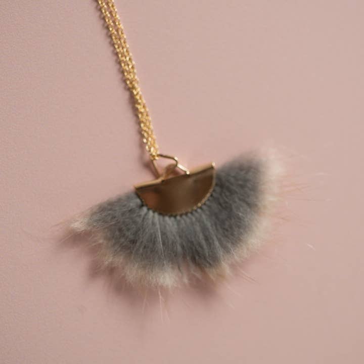 Muskrat Gold Fan Necklace for wholesale by Vanessa Aegirsdottir Co.