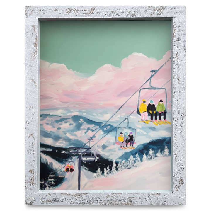 Télésiège coloré de l'Est | Impression d'art mural encadrée en bois véritable pour la vente par Mill Wood Art