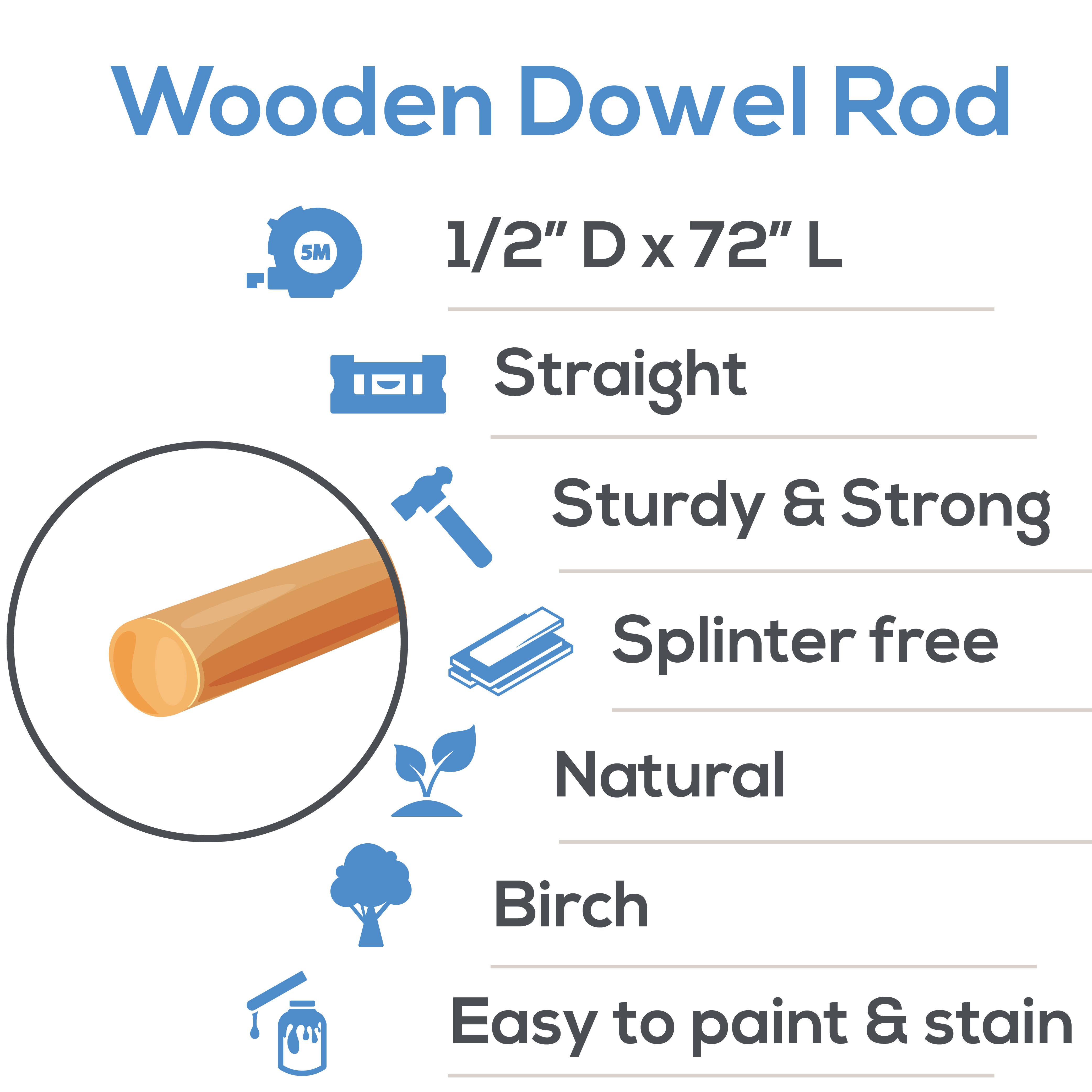 Woodpeckers Crafts - Wholesale Craft Supplies - WOOD DOWEL ROD, 1/2" X 72"1