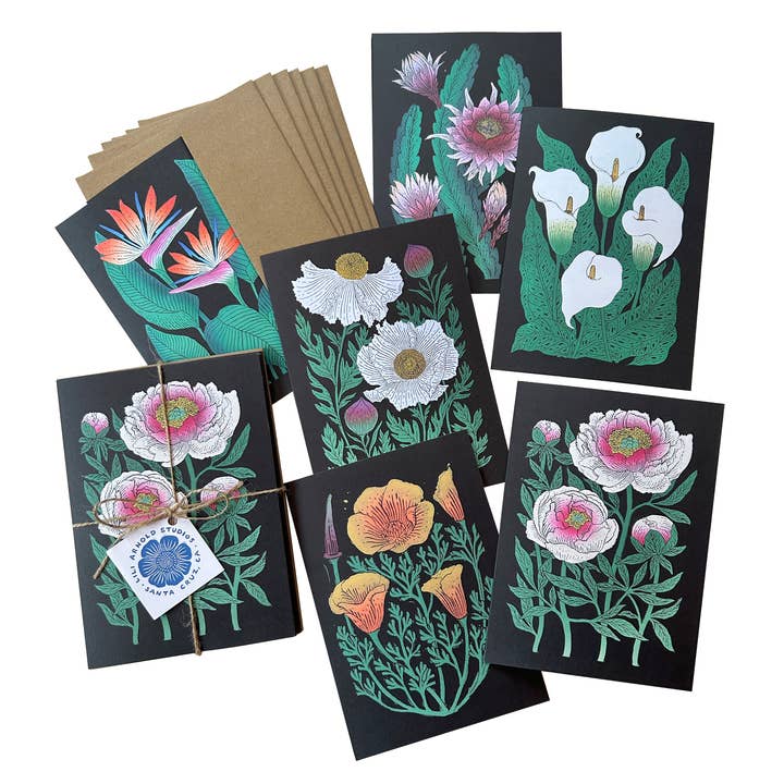 Lili Arnold - Wholesale Stationery/Notecard Set - Set of 6 Botanical Greeting Cards (version 2)