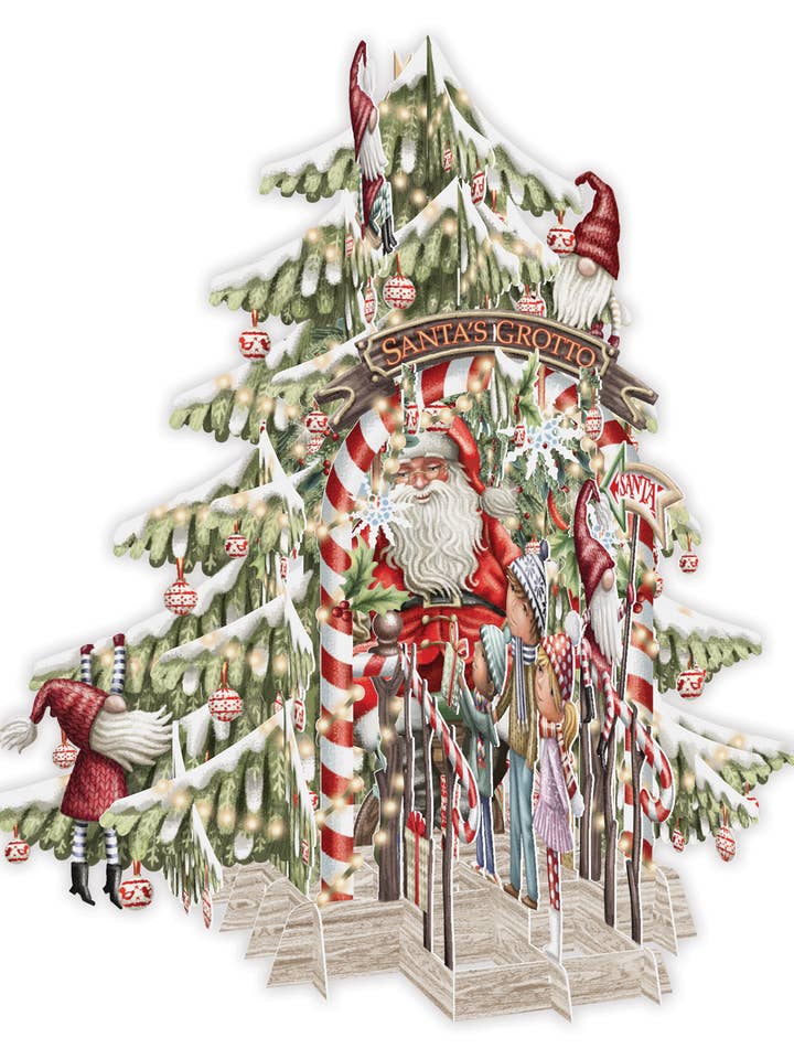 Carte de vœux en papier d'art 3D pop-up grotte du Père Noël de Noël pour la vente par Notes & Queries, Inc.
