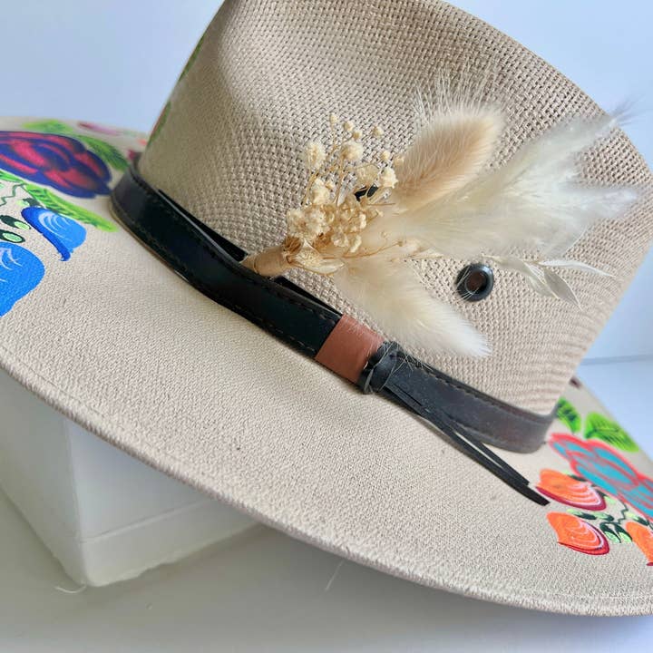 Hat Accent - White Pampas Grass (Dried flowers only) for wholesale by Withered Whimsy